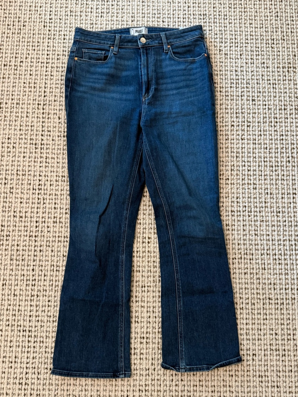 PAIGE Dark Blue Ankle Flare Jeans